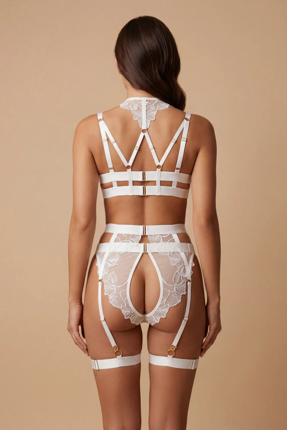 Ensemble Fanny Blanc en dentelle blanche brodee - vue 4